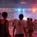 People participating in a fundraising event at the arena
