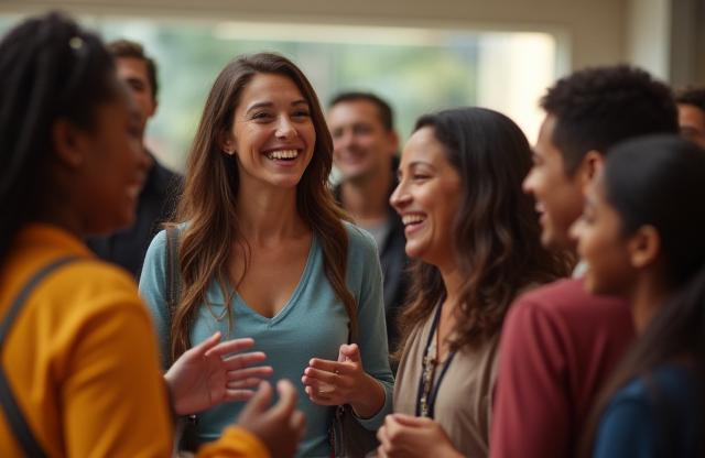 Photo of community members positively interacting at the arena or event